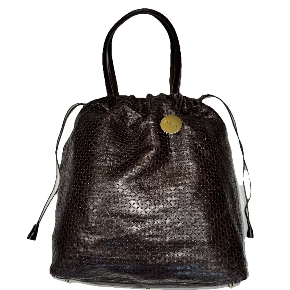 Furla Laser Cut Brown Leather Shoulder Bag